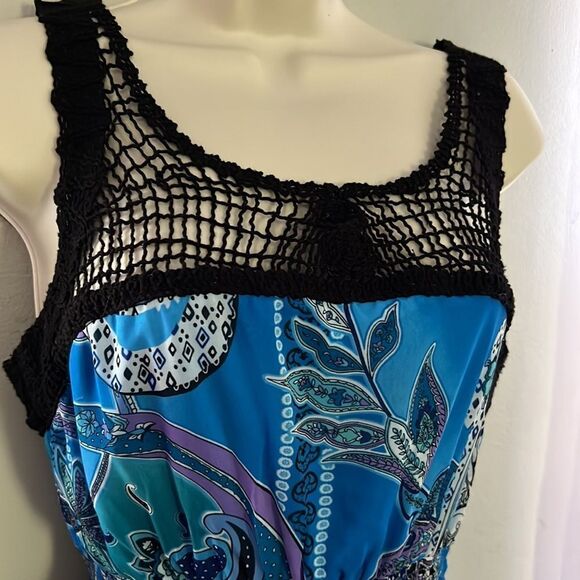 Bisou Bisou Womens Dress Size 4 Maxi Paisley Lined with Wide Ruffle Hem - Picture 7 of 14